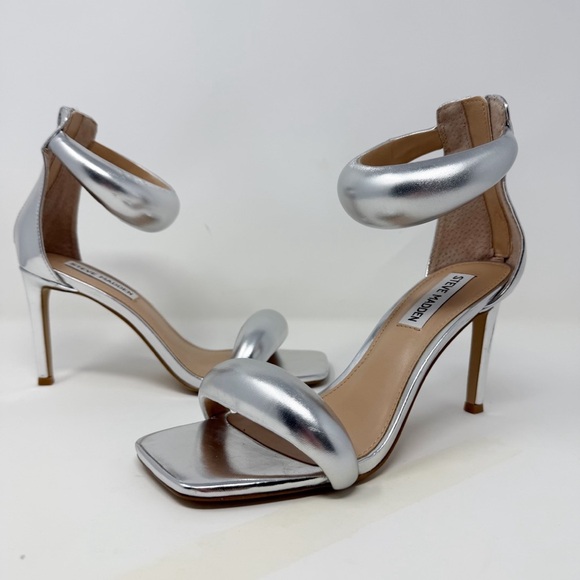 Steve Madden Silver Partay Metallic Leather Women's Heels size 6 - Picture 11 of 16